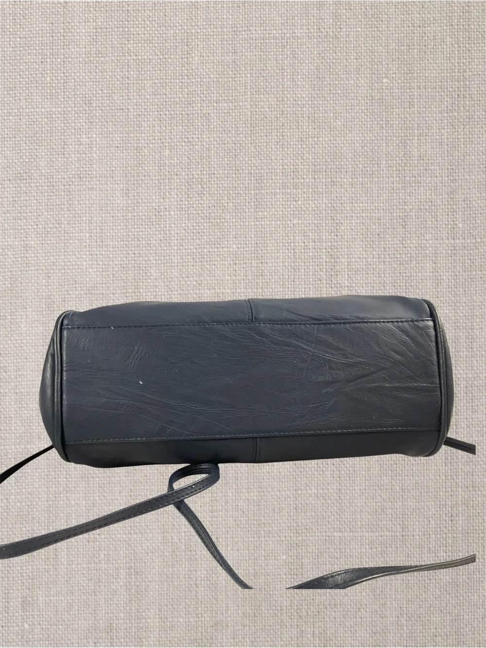 Vintage Capezio Doctor-Style Crossbody Handbag Navy Blue Faux Leather